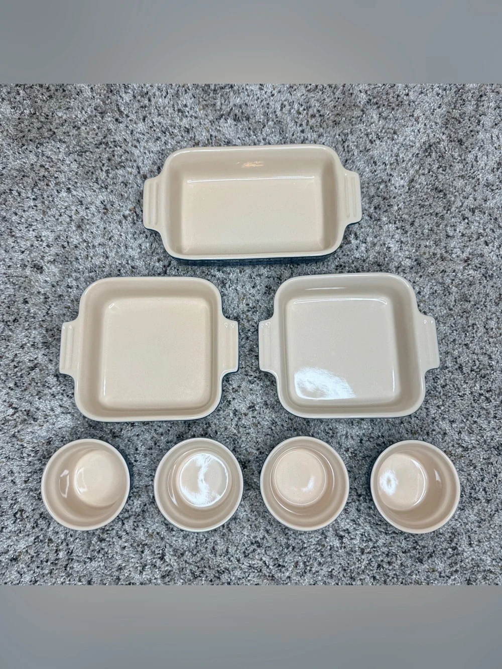 Le Creuset Stoneware Baking Dish Set Cobalt Blue Square Rectangle Round Ramekin